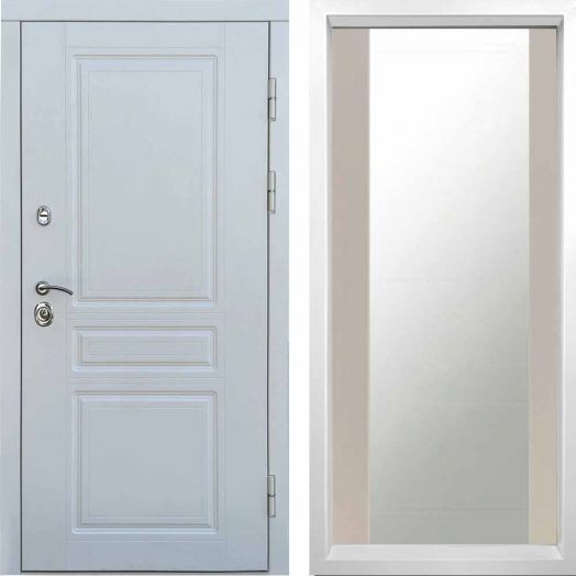 Входная дверь Termo-door Орегон WHITE - Зеркало Слоновая кость