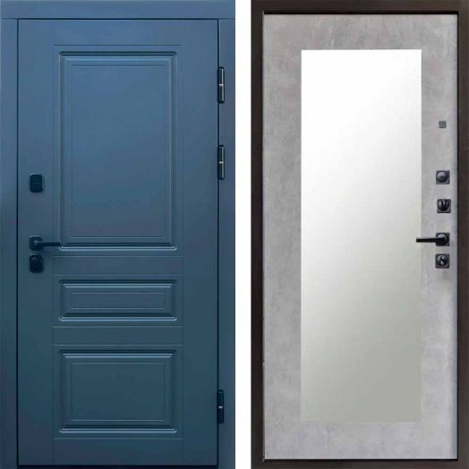 Входная дверь Termo-door Орегон Графит - Зеркало триумф Бетон светлый