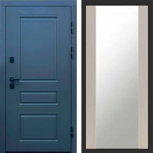 Входная дверь Termo-door Орегон Графит - Зеркало Слоновая кость