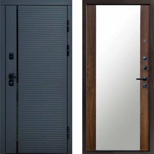 Входная дверь Termo-door Графит line - Зеркало Дуб