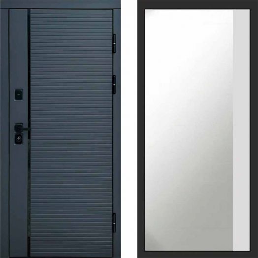 Входная дверь Termo-door Графит line - Широкое Зеркало Фацет Белый софт