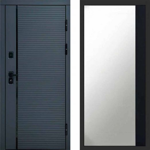 Входная дверь Termo-door Графит line - Широкое Зеркало Фацет Черный кварц