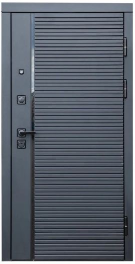 Входная дверь Termo-door Black Line - Широкое Зеркало Фацет Черный кварц