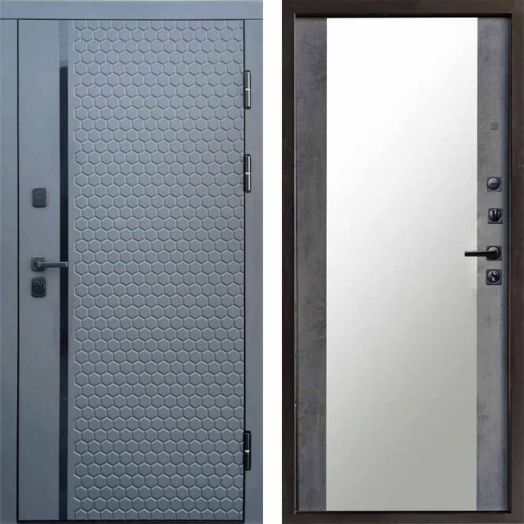 Входная дверь Termo-door Simple Графит - Зеркало Бетон темный