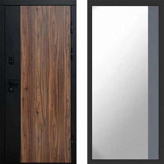 Входная дверь Termo-door Флэш - Широкое Зеркало Фацет Грей софт