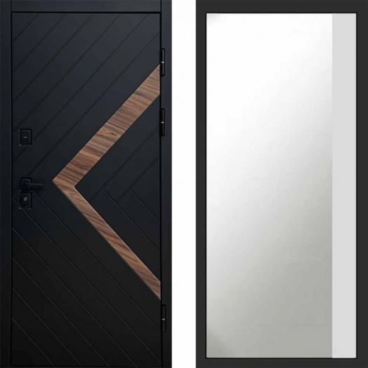 Входная дверь Termo-door Плэй - Широкое Зеркало Фацет Белый софт