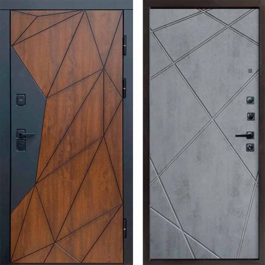 Входная дверь Termo-door Геометрия - Лучи Бетон темный