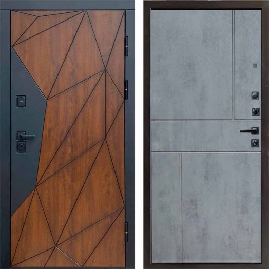 Входная дверь Termo-door Геометрия - Горизонт Бетон темный