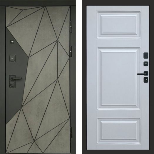 Входная дверь Termo-door Геометрия Бетон - Лион Белый софт