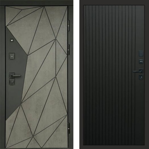 Входная дверь Termo-door Геометрия Бетон - FLAT Черный кварц