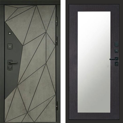 Входная дверь Termo-door Геометрия Бетон - Зеркало триумф Венге
