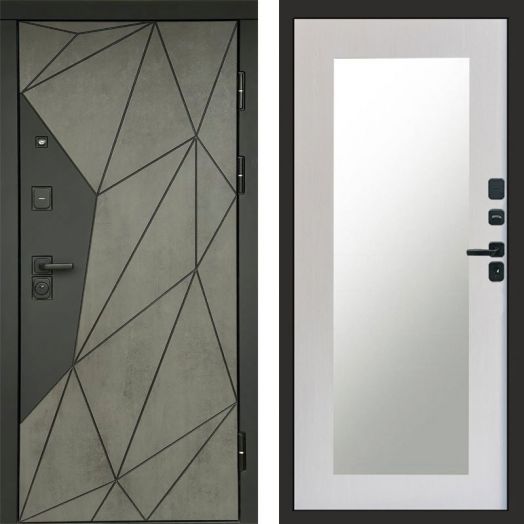 Входная дверь Termo-door Геометрия Бетон - Зеркало триумф Лиственница
