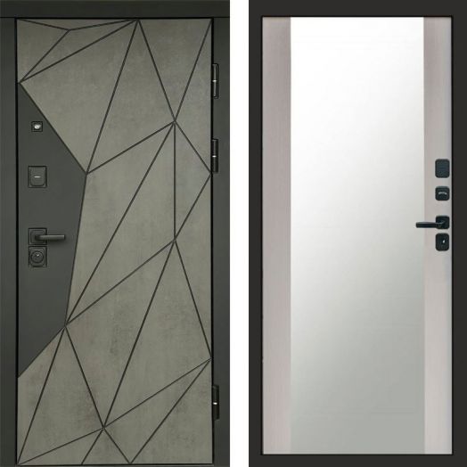 Входная дверь Termo-door Геометрия Бетон - Зеркало Лиственница