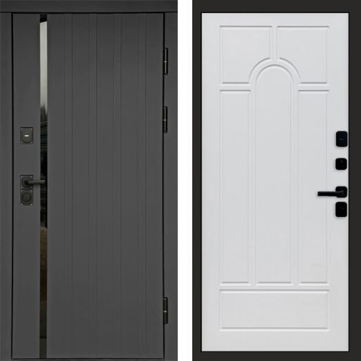 Входная дверь Termo-door Роял Графит - Арка Белое дерево