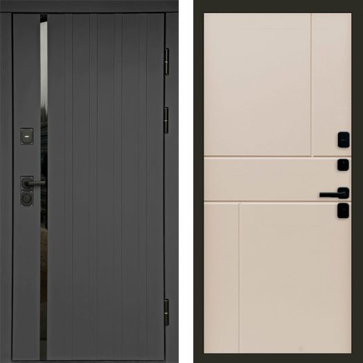 Входная дверь Termo-door Роял Графит - Горизонт Слоновая кость
