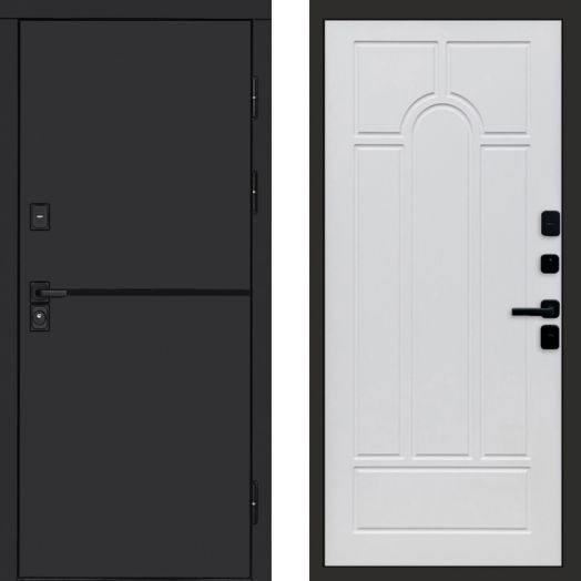 Входная дверь Termo-door Тренд Black - Арка Белое дерево
