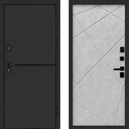 Входная дверь Termo-door Тренд Black - Лучи Бетон светлый