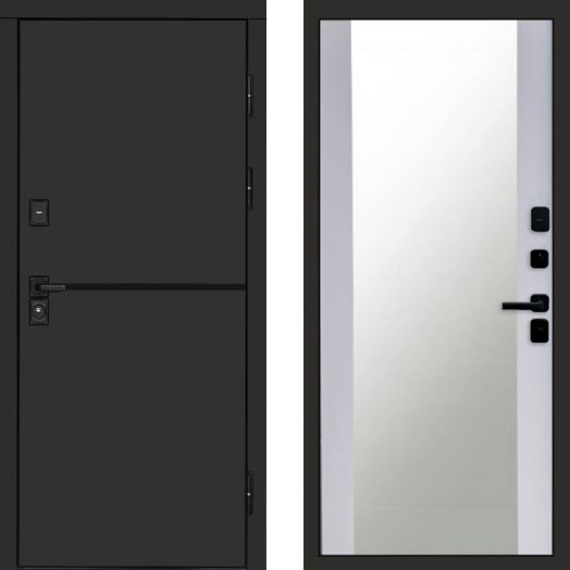 Входная дверь Termo-door Тренд Black - Зеркало Белый софт