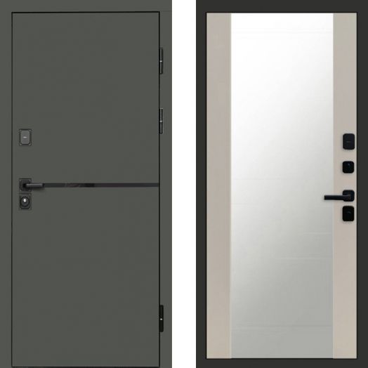 Входная дверь Termo-door Тренд Грин - Зеркало Слоновая кость