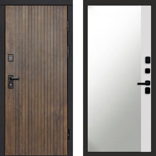 Входная дверь Termo-door Твист Ультра - Широкое Зеркало Фацет Белый софт