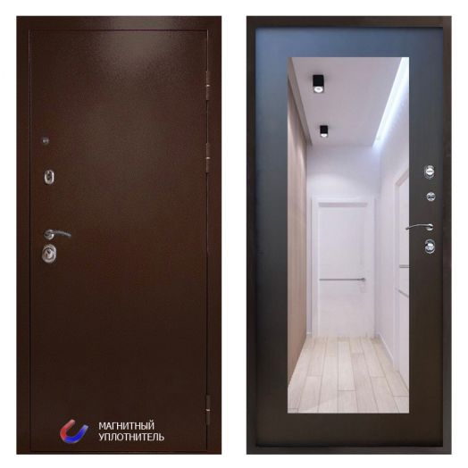Входная дверь Termo-door Техно Медь - Зеркало триумф Венге