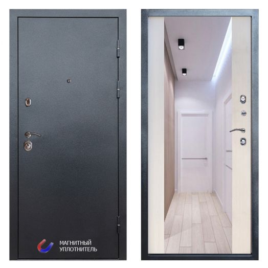 Входная дверь Termo-door Техно Графит - Зеркало Лиственница