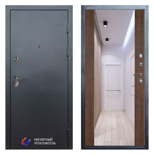 Входная дверь Termo-door Техно Графит - Зеркало Дуб