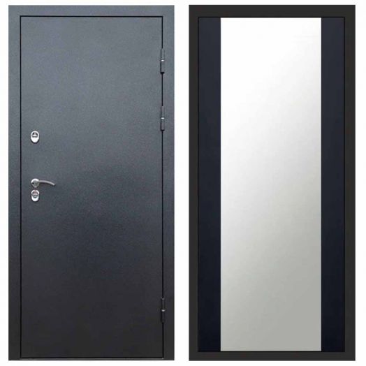 Входная дверь Termo-door Техно Графит - Зеркало Черный кварц+тонировка