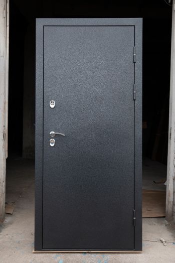 Входная дверь Termo-door Техно Графит - Широкое Зеркало Фацет Белый софт