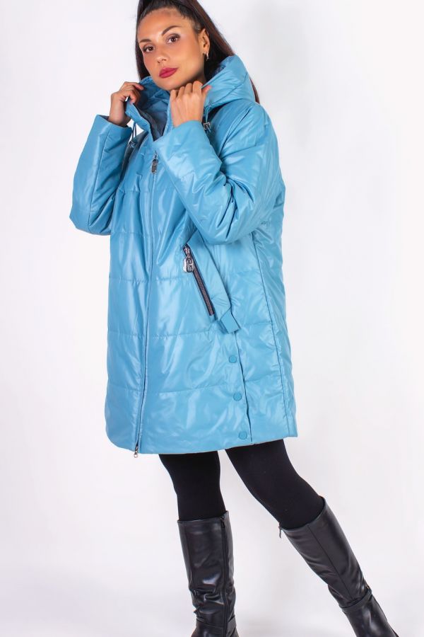 Демисезонная куртка Лайт, большие размеры, арт.332 [бирюза]