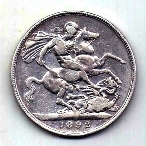1 крона 1892 Великобритания XF Редкий год