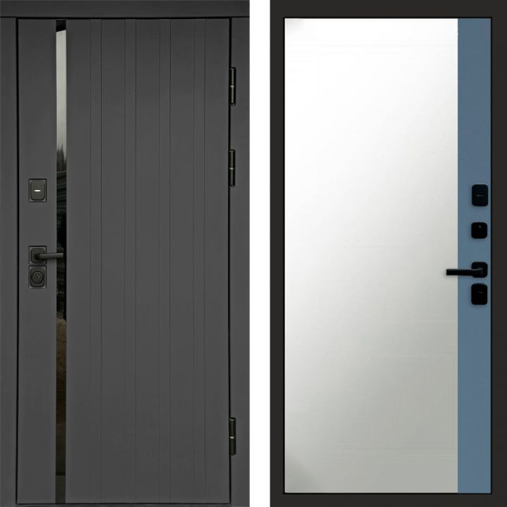 Входная дверь Termo-door Роял Графит - Широкое Зеркало Фацет Грей софт