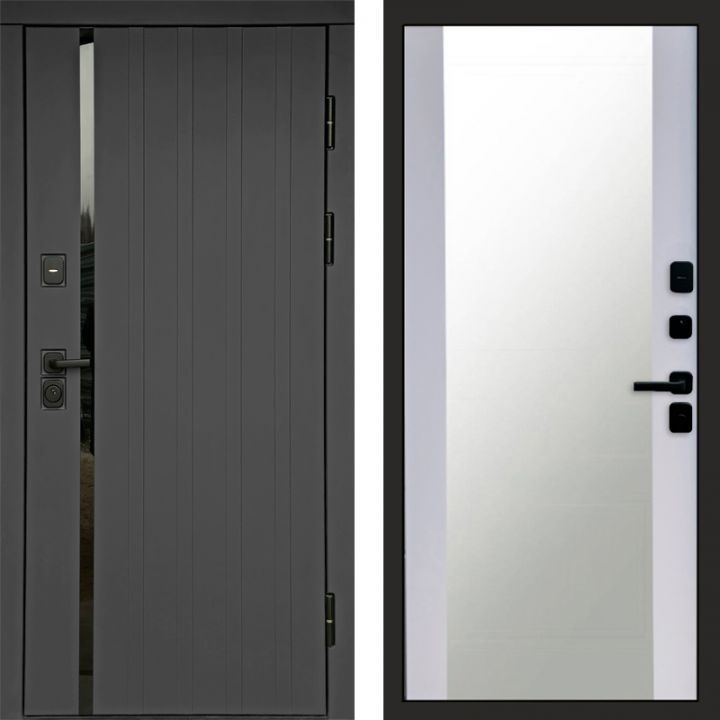 Входная дверь Termo-door Роял Графит - Зеркало Белый софт