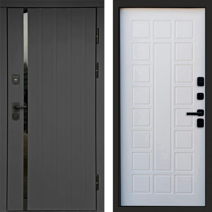 Входная дверь Termo-door Роял Графит - Престиж Белое дерево