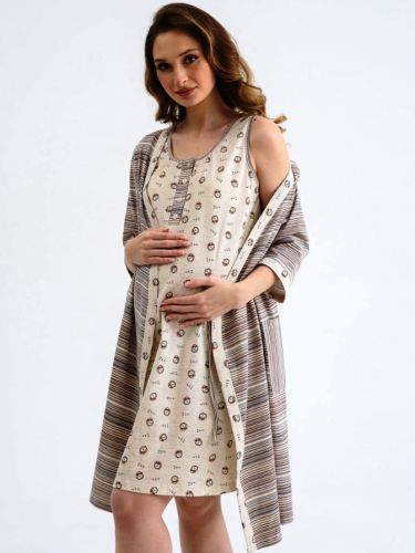 Комплект женский "Часики" для беременных (бежевый)