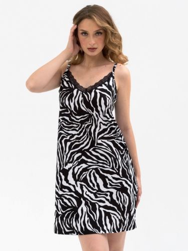 Сорочка ночная женская "Энимал" (черно-белый)