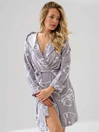 Халат женский "Игрушки" (серый)