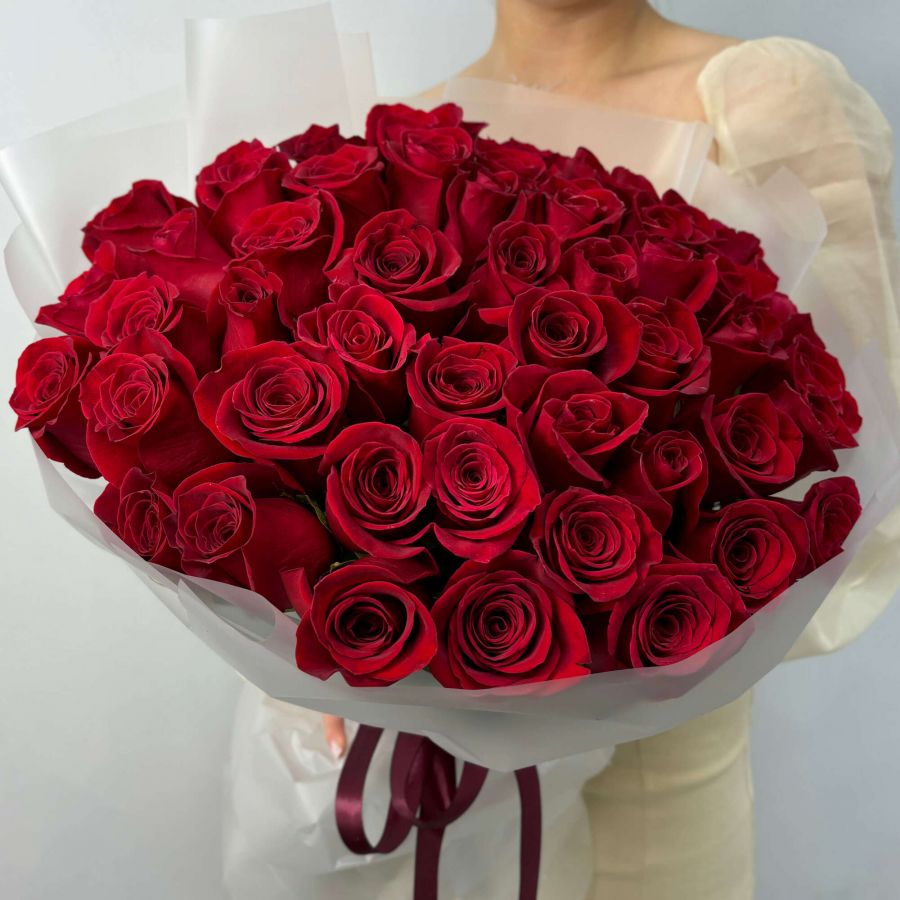 51 красная роза 50 см