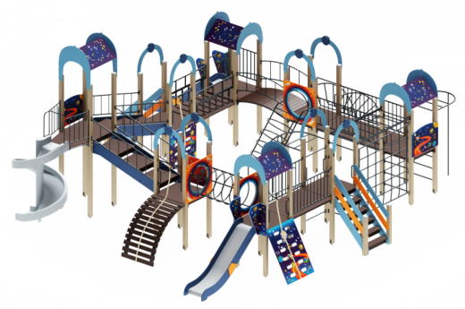 Детский игровой комплекс Остров детства Горки 1200, 2000 10370х9710х4000