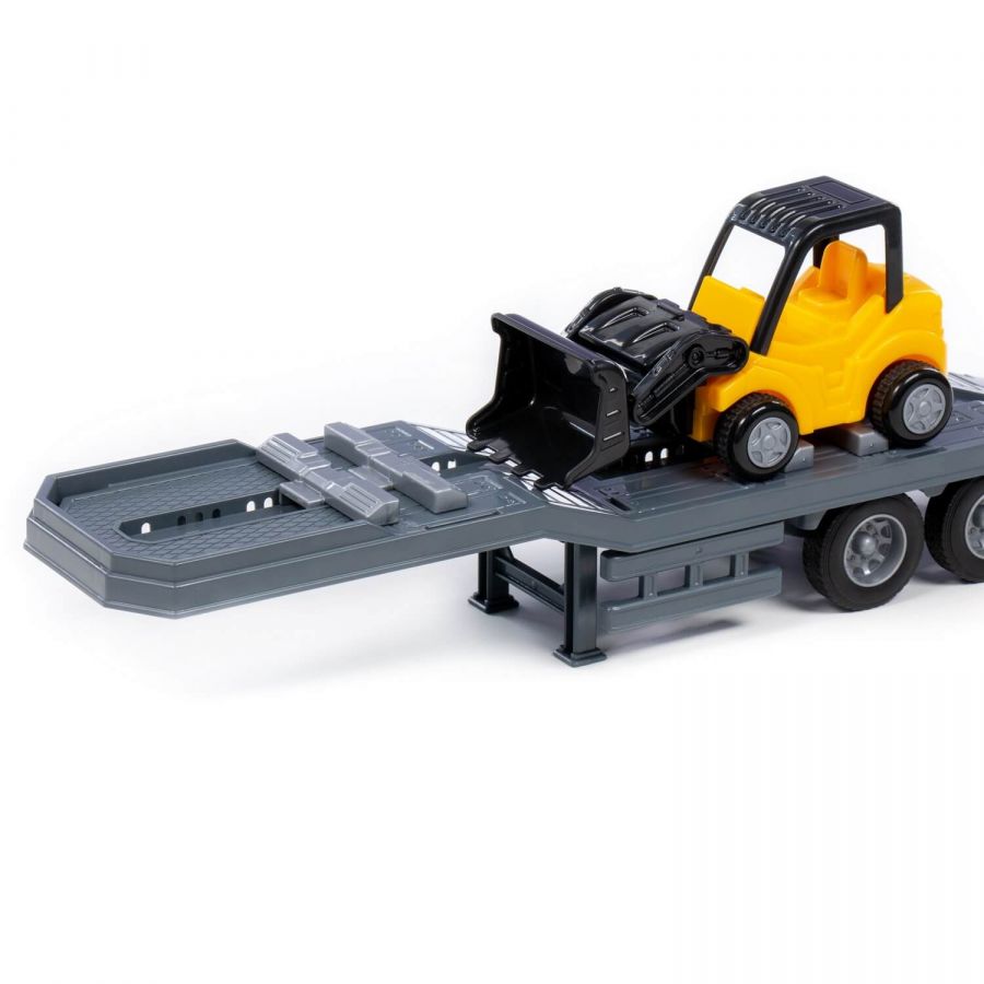 "Профи", автомобиль-трейлер инерционный (со светом и звуком) + дорожный каток "Мини" инерционный, погрузчик "Мини" инерционный (в коробке)