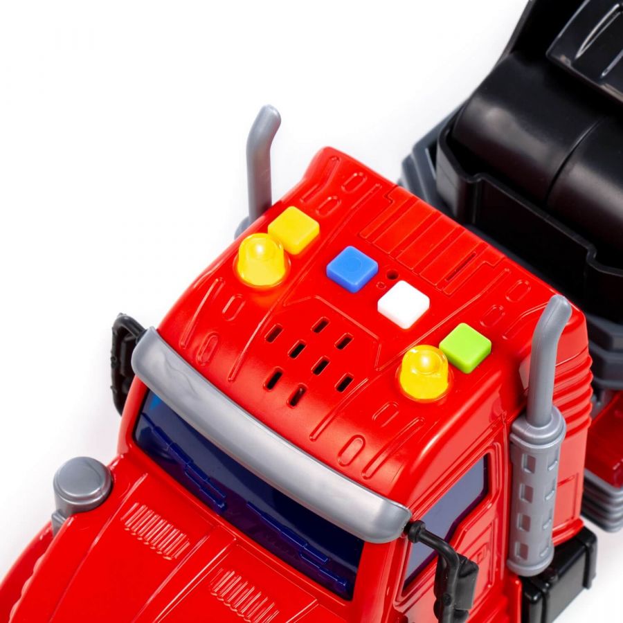 "Профи", автомобиль-трейлер инерционный (со светом и звуком) + дорожный каток "Мини" инерционный, погрузчик "Мини" инерционный (в коробке)