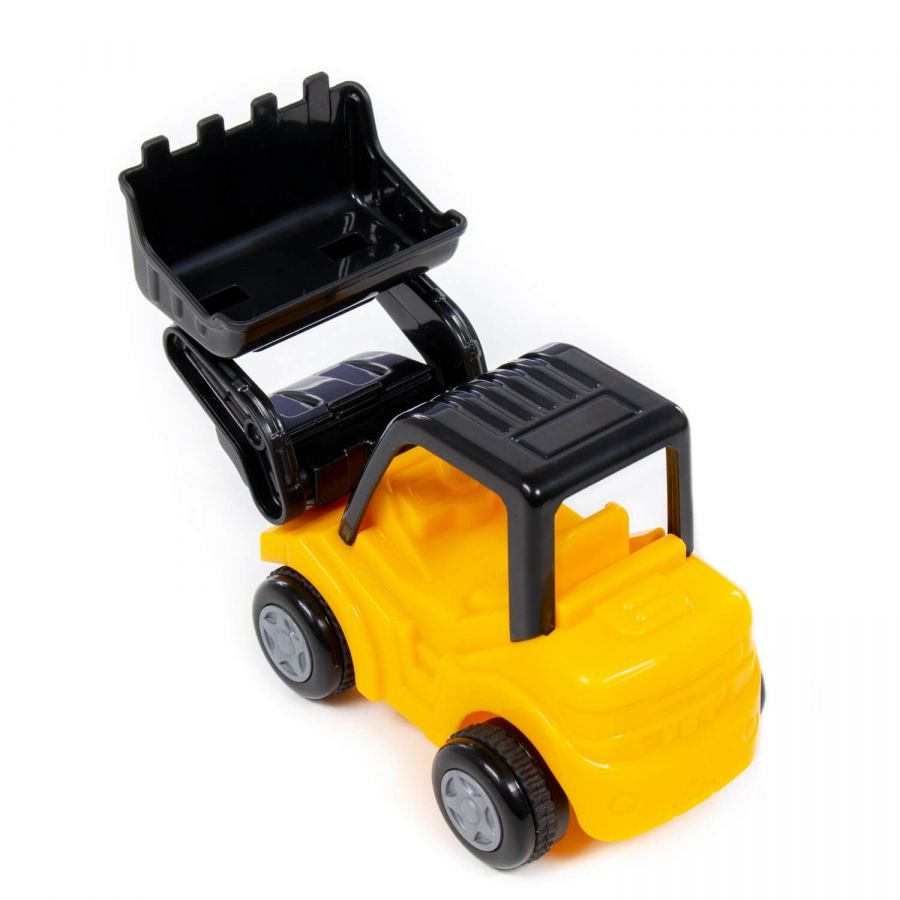 "Профи", автомобиль-трейлер инерционный (со светом и звуком) + дорожный каток "Мини" инерционный, погрузчик "Мини" инерционный (в коробке)