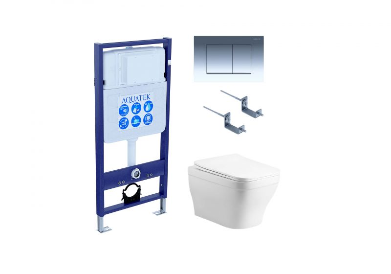 Комплект инсталляции с  подвесным унитазом и клавишей Aquatek SET AQUATEK АМАДЕО cm-010 4в1