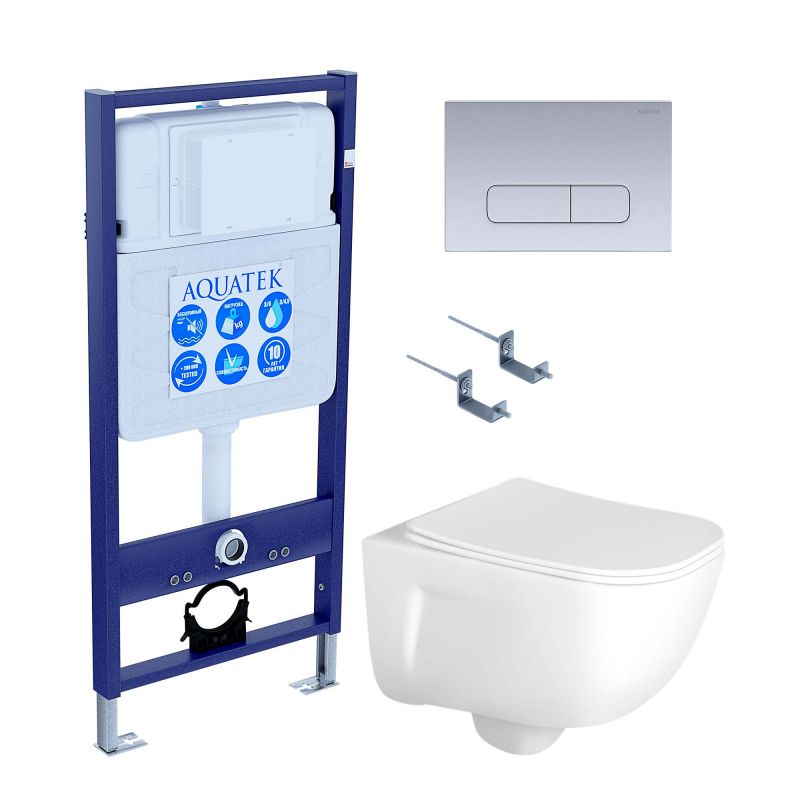 Комплект инсталляции с  подвесным унитазом и клавишей Aquatek SET AQUATEK ДИВА-014 4в1