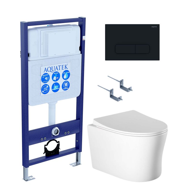 Комплект инсталляции с  подвесным унитазом и клавишей Aquatek SET AQUATEK НИКА-017 4в1