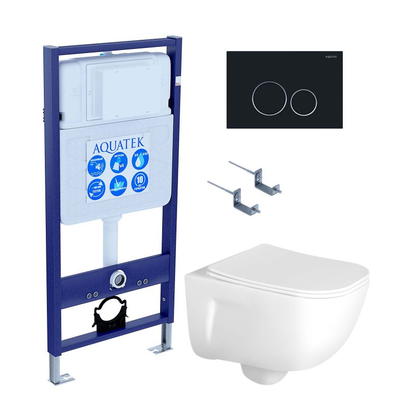 Комплект инсталляции с  подвесным унитазом и клавишей Aquatek SET AQUATEK ДИВА-020 4в1