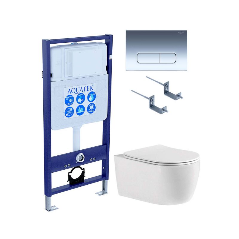 Комплект инсталляции с  подвесным унитазом и клавишей Aquatek SET AQUATEK ЕВРОПА cmp016