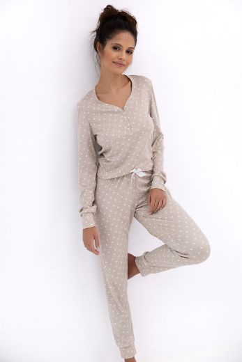 Комплект домашней одежды женский SENSIS Calliope, лонгслив, брюки, бежевый