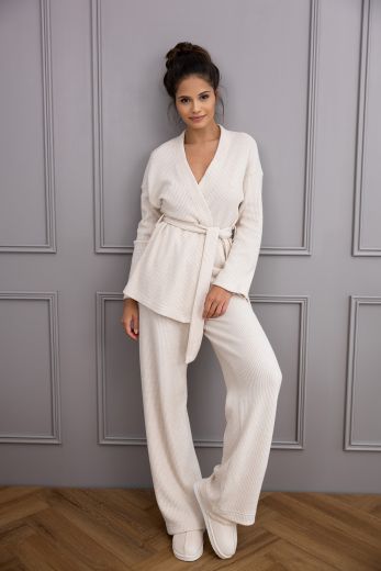 Комплект домашней одежды женский SENSIS Journey, кардиган, брюки, молоко