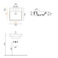 Раковина Catalano Zero 120500001 50x50 см без отверстий цвет белый глянцевый схема 2 Раковина Catalano Zero 120500001 50x50 см без отверстий цвет белый глянцевый схема 2